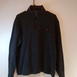 Polo Ralph Lauren 1/4 Zip Sweater Pullover Men's Sz Large Black 100% Cotton EUC